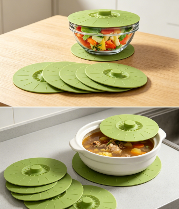 10 Reusable Silicone Suction Bowl Cover Set - Image 1