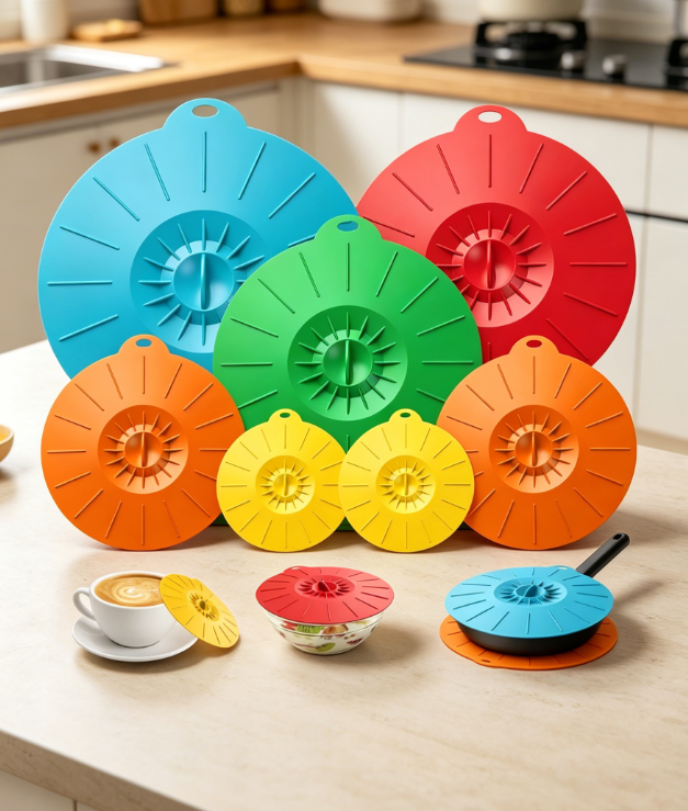 4 Multi-Size Reusable Silicone Food Lid Set - Image 1