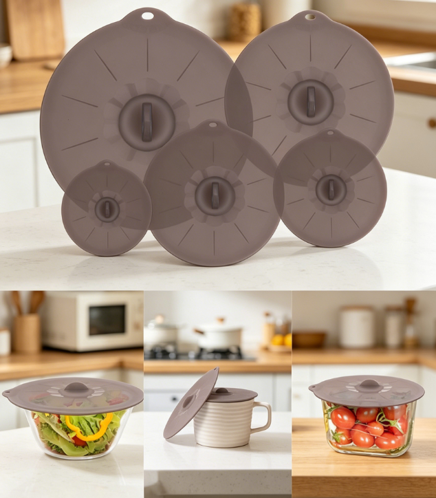 6 Food Grade Silicone Lid for Bowls and Pots - Image 1
